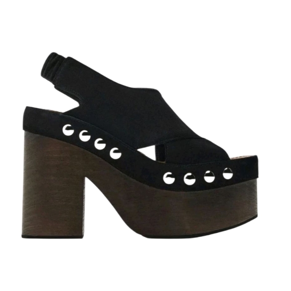 Zara Limited Edition Leather Studded Platform Clog Sandal - Picture 2 of 12